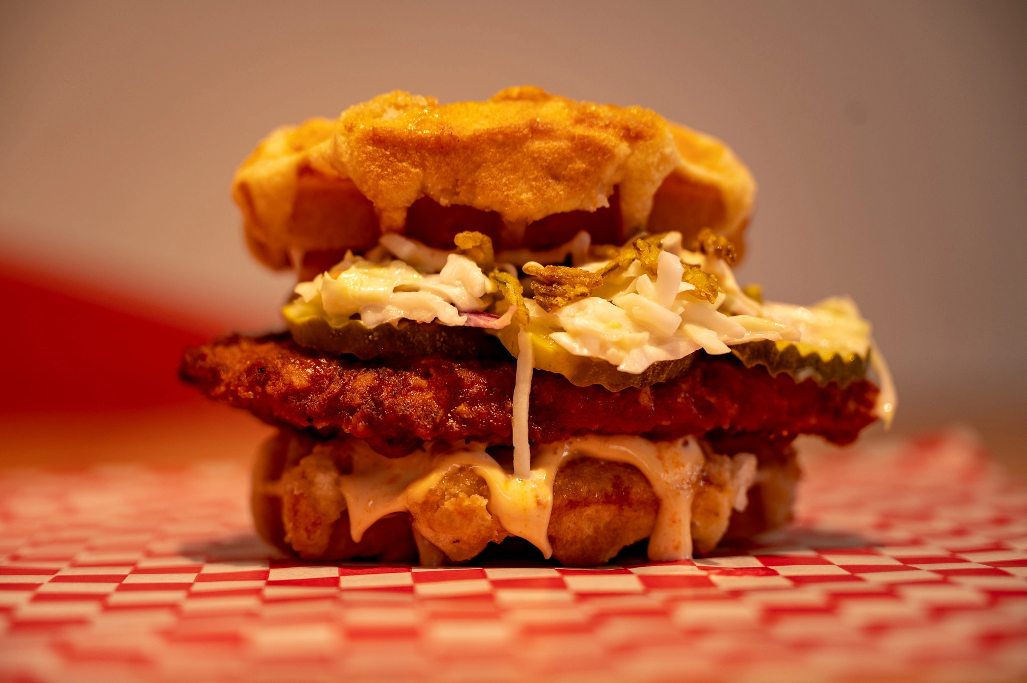 Hot Honey Wafflewich at Blazing Chicken Shack in downtown Winnipeg
